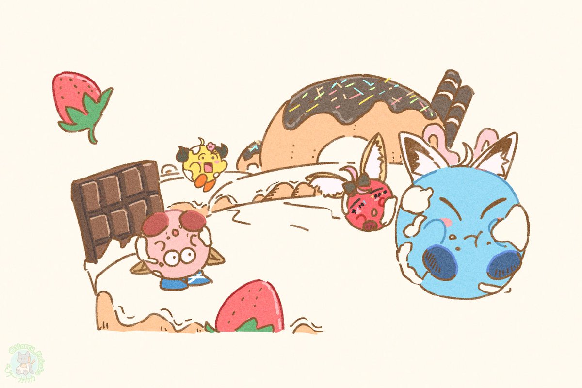 food chocolate no humans strawberry pokemon (creature) doughnut chocolate bar  illustration images