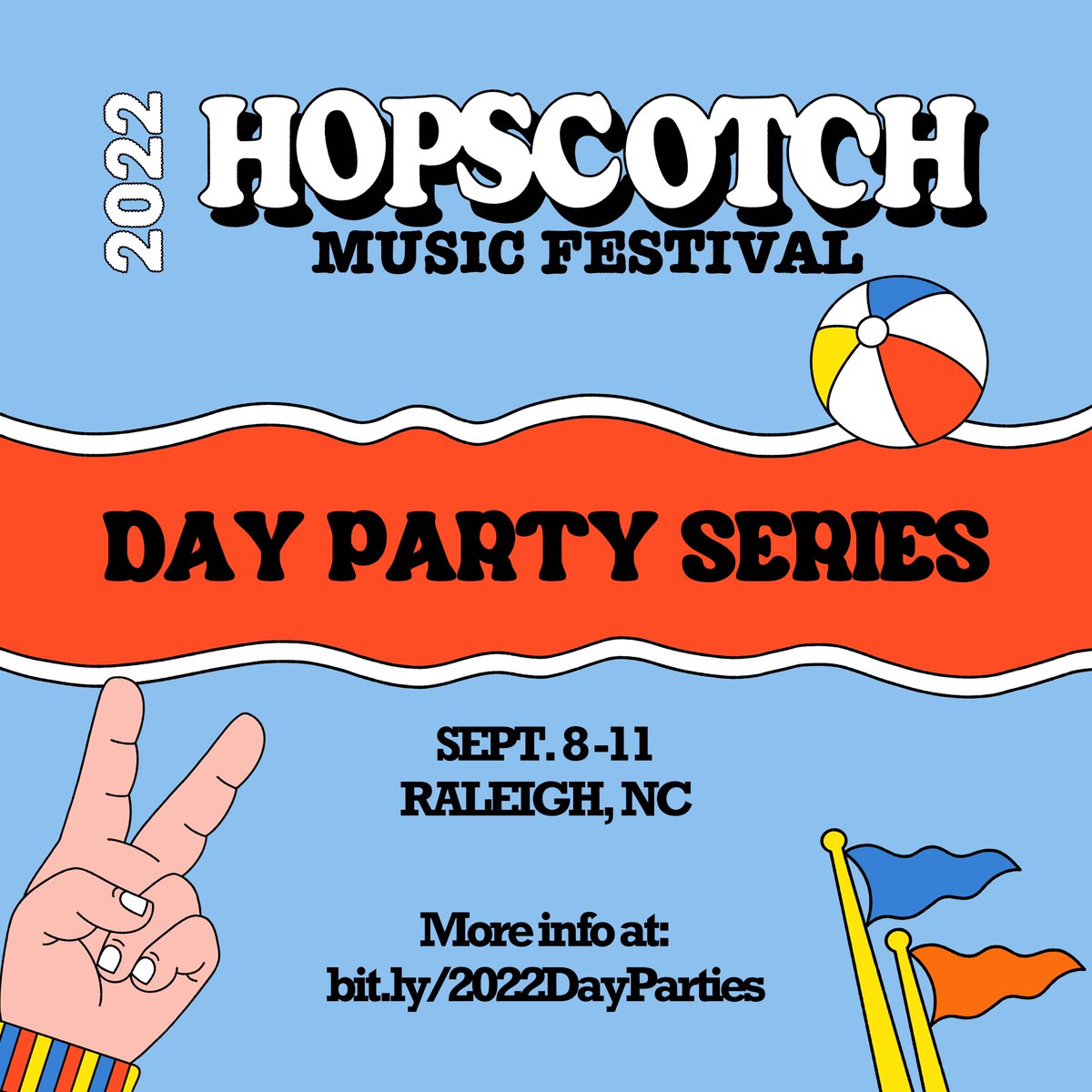 🌞 We're pumped to announce that the Hopscotch Day Party Series is back for 2022! Catch shows at 15+ locations around Raleigh. Full information here: bit.ly/2022DayParties