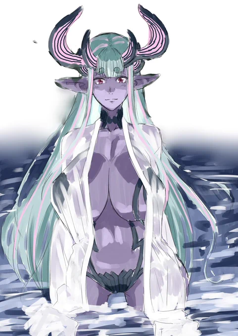 色ラフまで描いてなんか正気に戻ってしまった酒吞コス伊吹お姉さん 