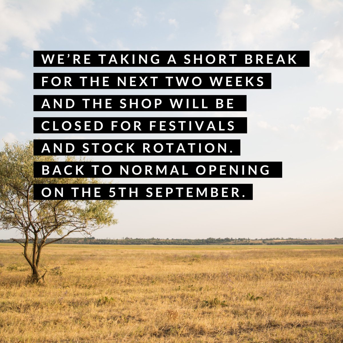 Hi folks, please always check we’re open before travelling to the #PeakDistrict and our #BakewellRecordShop.  
Summers involve us supporting music festivals around the country - so there are times we have to close.

Look forward to welcoming you back after the 5th September.