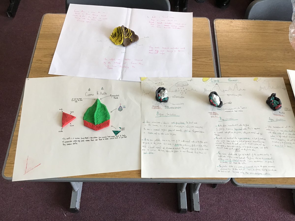 mintlawsocsub's tweet photo. The Higher Geography class have been looking at glaciation &amp; have been creating plasticine models to help them revise the formation of different features (&amp; some interesting animals too!).  Great work! Well Done! #learningtogether #geography https://t.co/LRAEliDRr6