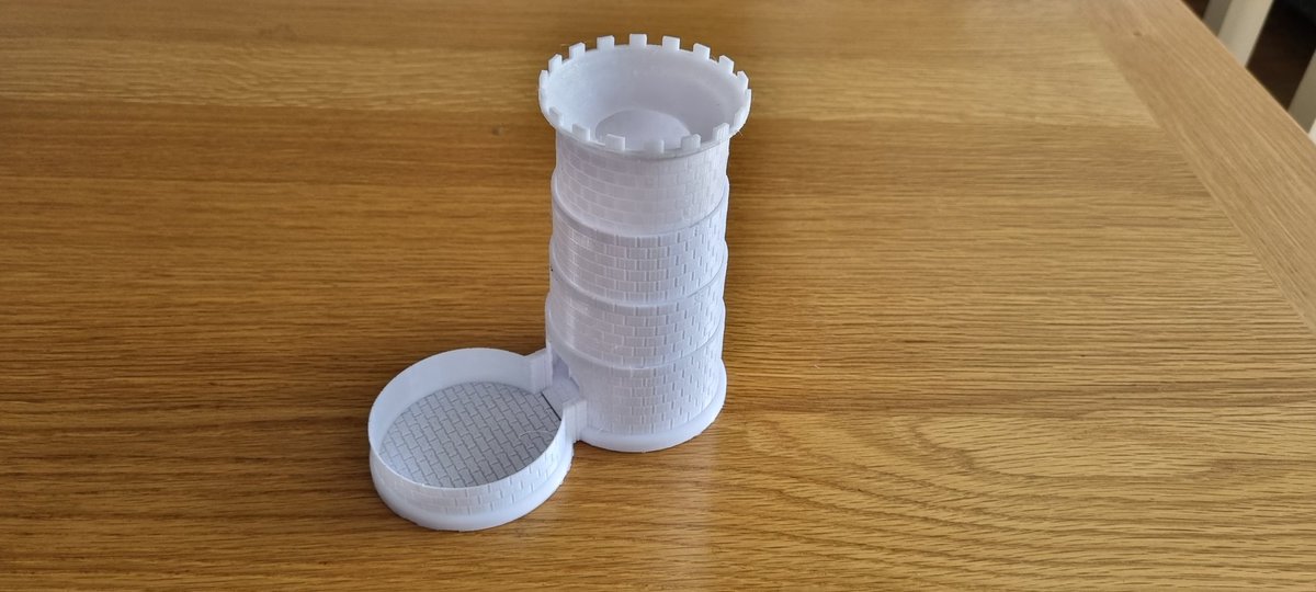 HamsterPrints's tweet photo. Collapsible dice tower for a friend's birthday present. Allows him to easily transport. #3dprinting #dungeonsanddragons https://t.co/qOniXE4HPX