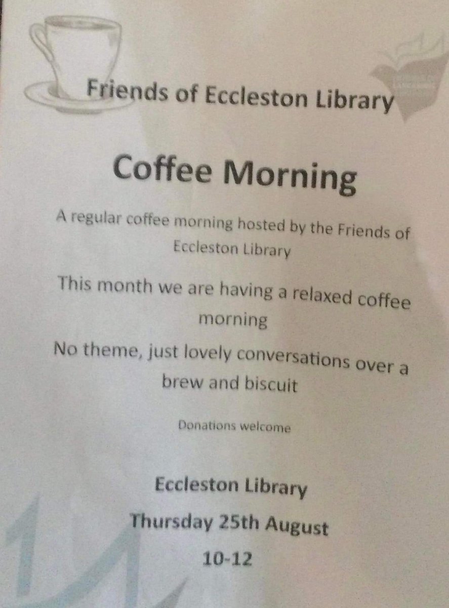 Tomorrow at Eccleston Library.