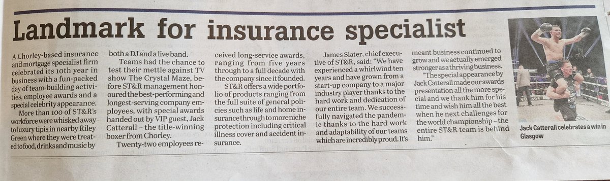 Thanks to the <a href="/leponline/">Lancashire Post</a> for featuring our 10th anniversary in today's issue!  There is a nice mention of our sponsorship of <a href="/jack_catt93/">Jack Catterall</a>  too! 🙌