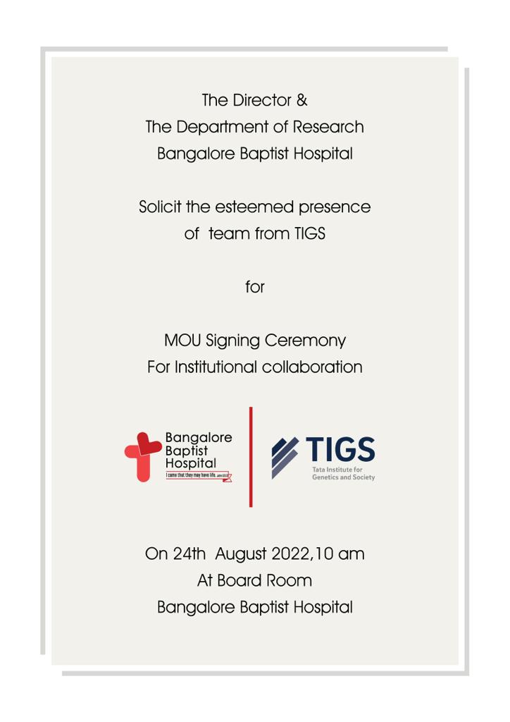TIGS_India's tweet photo. #MoUAnnouncement

Today, we are proud to have signed an institutional MoU with @HospitalBaptist. We envision to provide impactful interventions in the areas of #Infectious diseases and Rare #Genetic Disorders. https://t.co/StJaab8zVq