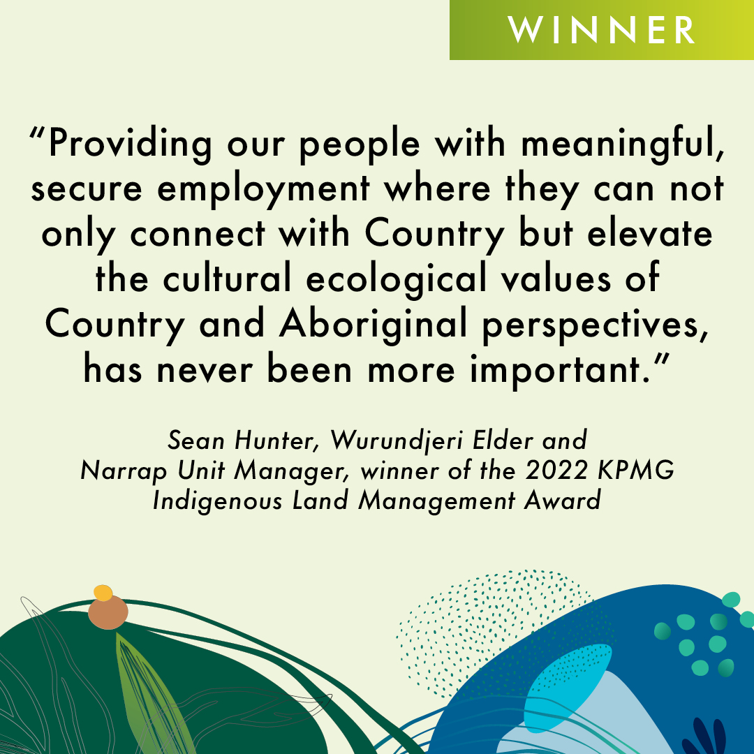 LandcareAust's tweet photo. Introducing the fantastic winners of the 2022 KPMG Indigenous Land Management Award, the trailblazing Wurundjeri Woi Wurrung Cultural Heritage Aboriginal Corporation Narrap Unit 🖤💛❤️

@kpmgaustralia 
@landcarevic 
@LatimoreJack
@rhanna_collins
@JaiMcAllisterx

#LandcareAwards22 https://t.co/DaoUqFnfyQ