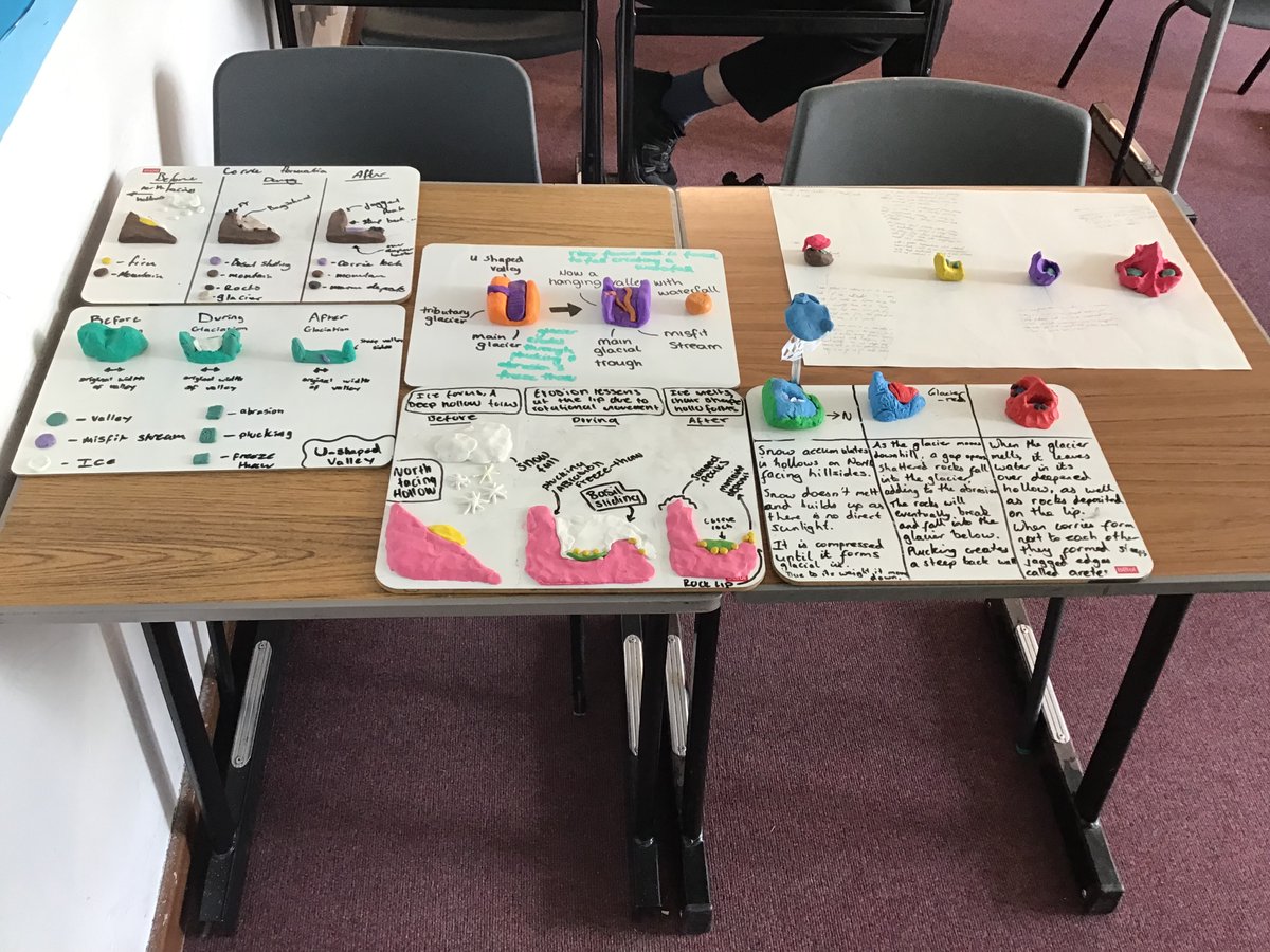 mintlawsocsub's tweet photo. The Higher Geography class have been looking at glaciation &amp; have been creating plasticine models to help them revise the formation of different features (&amp; some interesting animals too!).  Great work! Well Done! #learningtogether #geography https://t.co/LRAEliDRr6