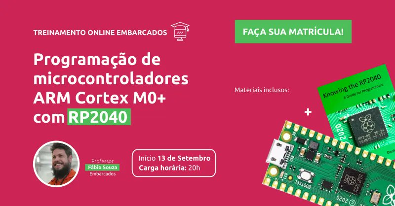embarcados's tweet photo. Cada aluno receberá uma placa Raspberry Pi pico e uma cópia do livro Knowing the RP2040.
Aproveite o valor de lançamento: https://t.co/aRGHBdTP8h
#PortalEmbarcados #SistemasEmbarcados #ARM #CortexM0+ #RaspberryPi #RaspberryPi #RaspberryPipico https://t.co/bMfNdWMptc