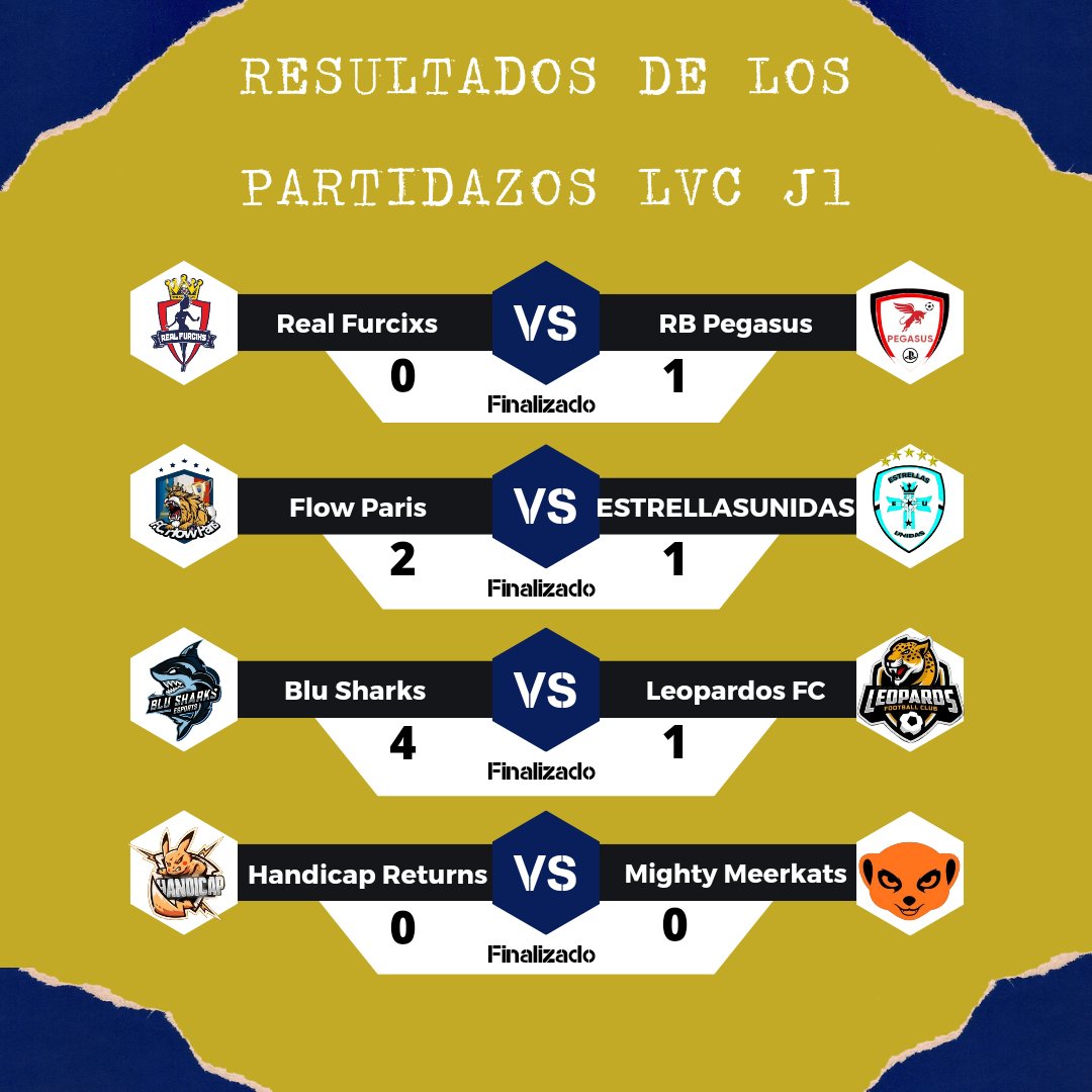 Estos fueron los resultados de los partidazos LVC de la jornada 1

!Bien jugado a todos!