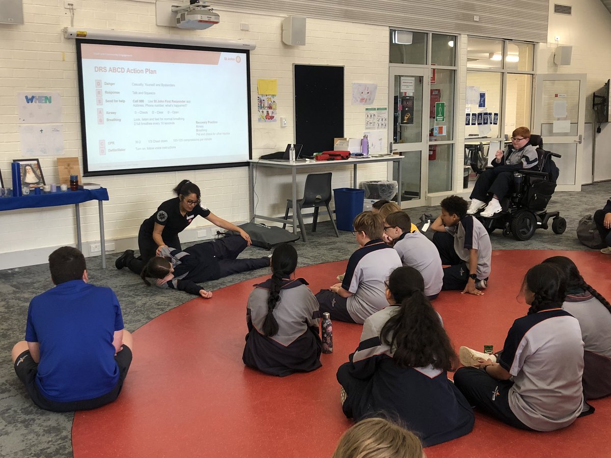 MuscaRoseanne's tweet photo. From learning about First Aid and CPR to playing some Wheelchair Basketball, the Year 7’s had a busy day today! #hccellenbrook https://t.co/JrjtNxJsHh