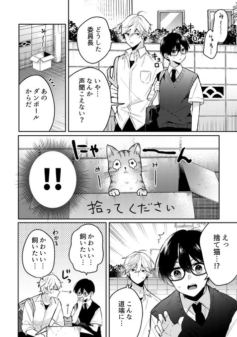 真面目メガネくんとネコ
#創作BL 