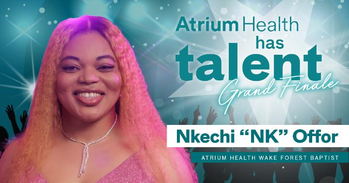 .<a href="/AtriumHealthWFB/">Atrium Health Wake Forest Baptist</a>'s Nkechi “NK” Offor strives to spread joy and uses her voice to do so inside &amp; outside the hospital. But her life hasn’t always been joy-filled – she's a 3-time suicide survivor.

Learn more about this <a href="/AtriumHealth/">Atrium Health</a> Has Talent finalist ➡️ spr.ly/6010MEFkG