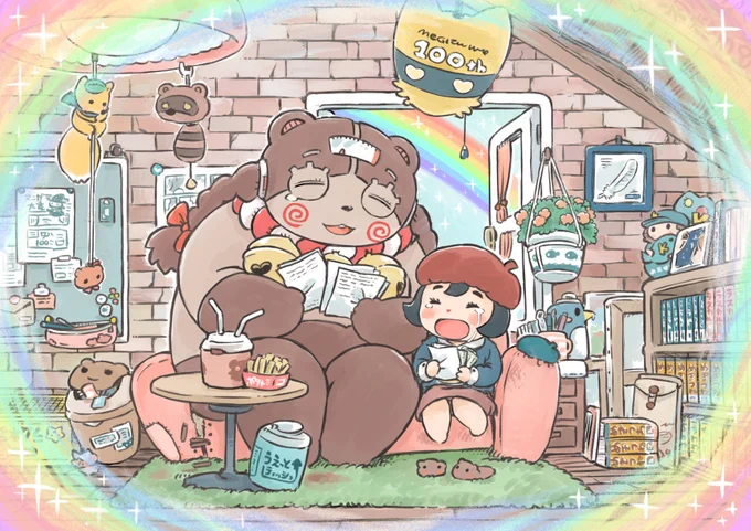 ヤコとポコの絵。第53話「すべてを包み込む色」より。 