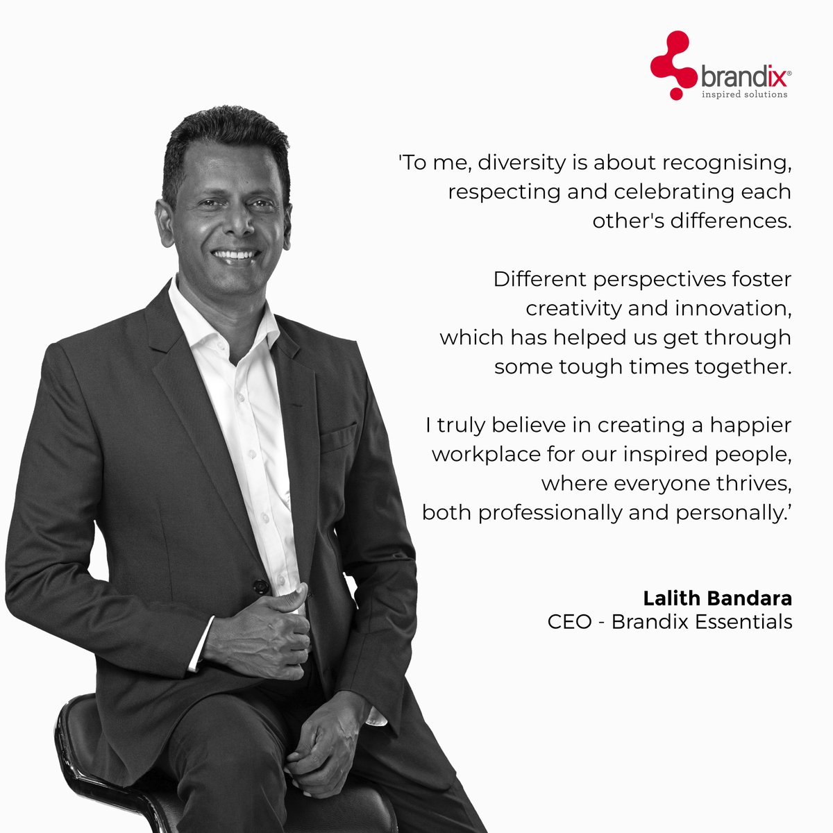 BrandixLanka's tweet photo. Lalith Bandara, CEO – Brandix Essentials, shares his thoughts on what diversity and celebrating differences means to him.
#InspiringPeople #InspiringCommunities #LifeAtBrandix #Brandix #DiversityEquityInclusion #Workplaces #InspiringLives #Lka https://t.co/HalKa6IyvO