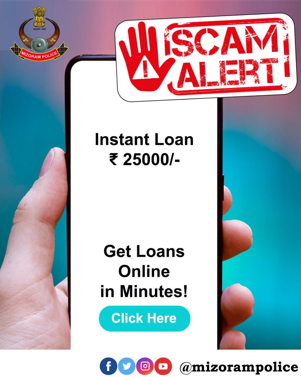 mizorampolice's tweet photo. BEWARE of mobile apps and websites offering  online loans. Such apps and sites can be dangerous and misleading, as many complaints of harassment by recovery agents have been reported in the recent past. In case of such abusive/torturous method by recovery agents, immediately(1/3) https://t.co/d8YEvePU9W