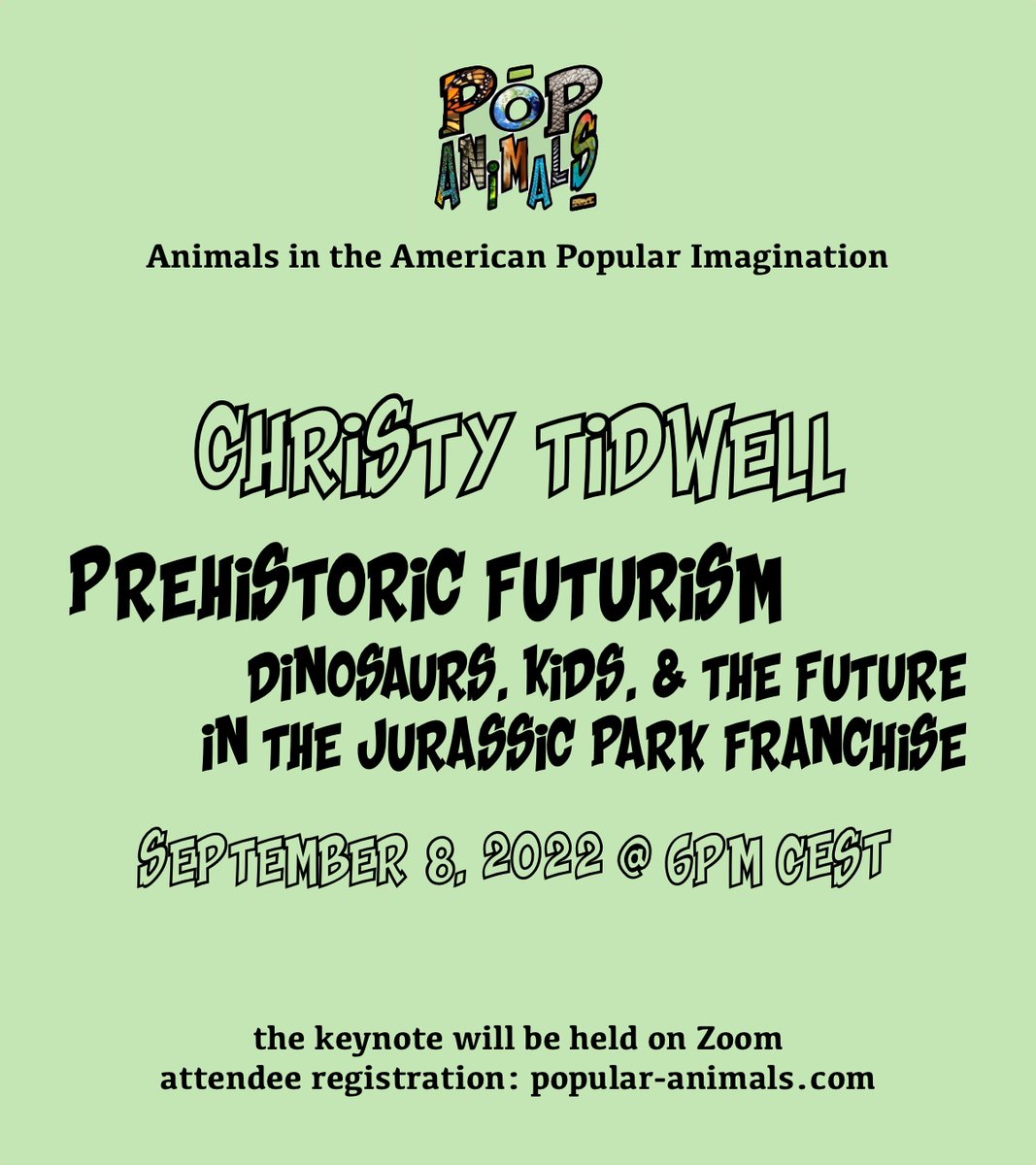 POPanimals_2022's tweet photo. Looking forward to have as virtual conference keynotes Brett Mills (@IAmBrettMills) on Jaws and Christy Tidwell (@christymtidwell) on the Jurassic Park franchise! 

Check them out and register to attend on the official website!

#animalstudies #dinosaurs #shark #popculture #film https://t.co/Hu7k6xfTlp