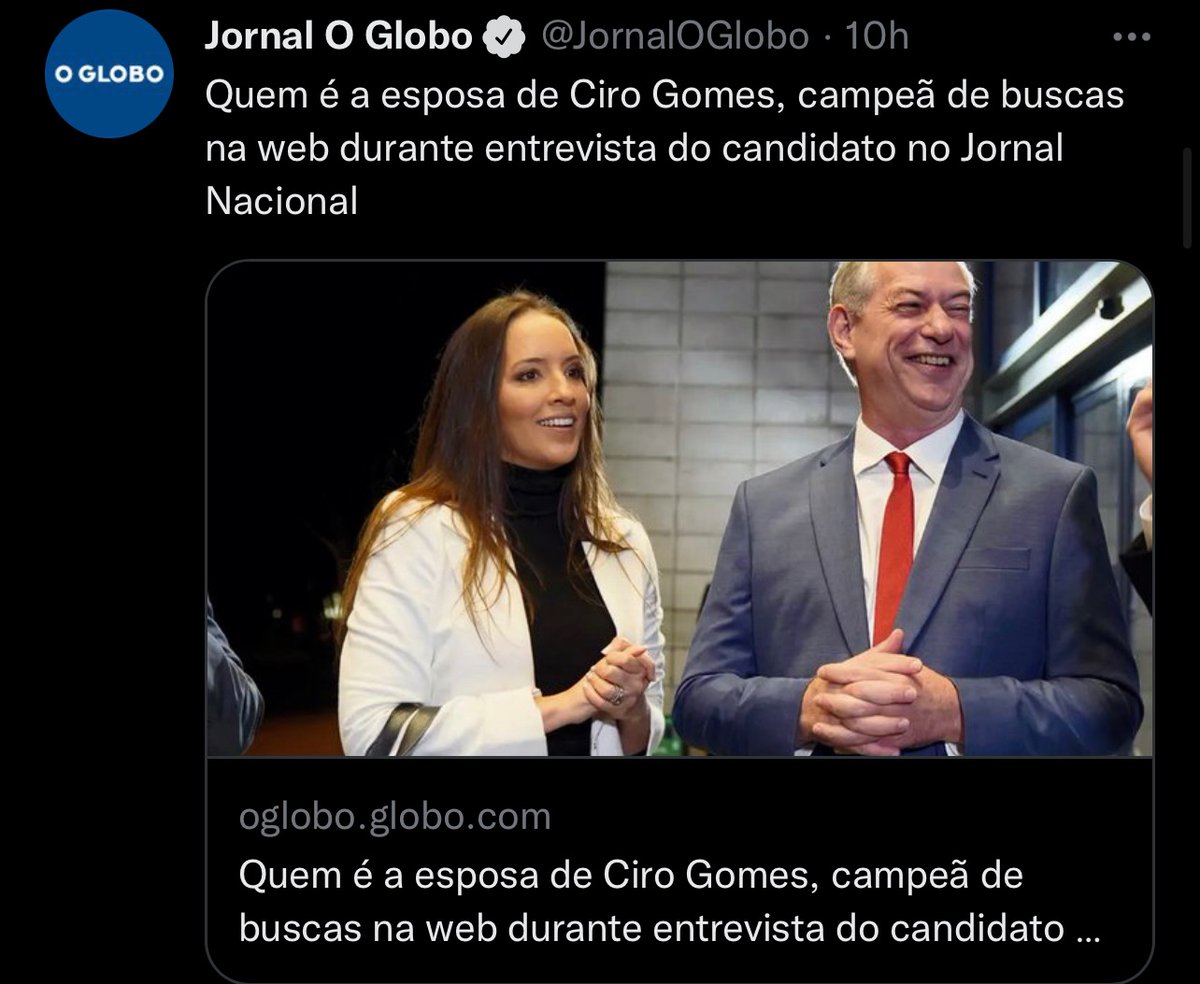 O <a href="/cirogomes/">Ciro Gomes</a> inunda o JN com propostas pra acabar com a crise brasileira. Eis a matéria do Globo: <a href="/WilliamJacob/">William Jacob 🇧🇷</a> @JulianaBrizola <a href="/antonionetopdt/">Antonio Neto</a> <a href="/tuca_nos/">Arthur Lopes</a> <a href="/gisellebezerra/">Giselle Bezerra</a> <a href="/VillaMarcovilla/">Prof.Marco Antonio Villa</a> <a href="/Pr_AlexandreGon/">Pr. Alexandre Gonçalves</a> <a href="/CludioMoacirMo1/">Cláudio Moreira 🇧🇼 🇲🇱 🇧🇷</a>