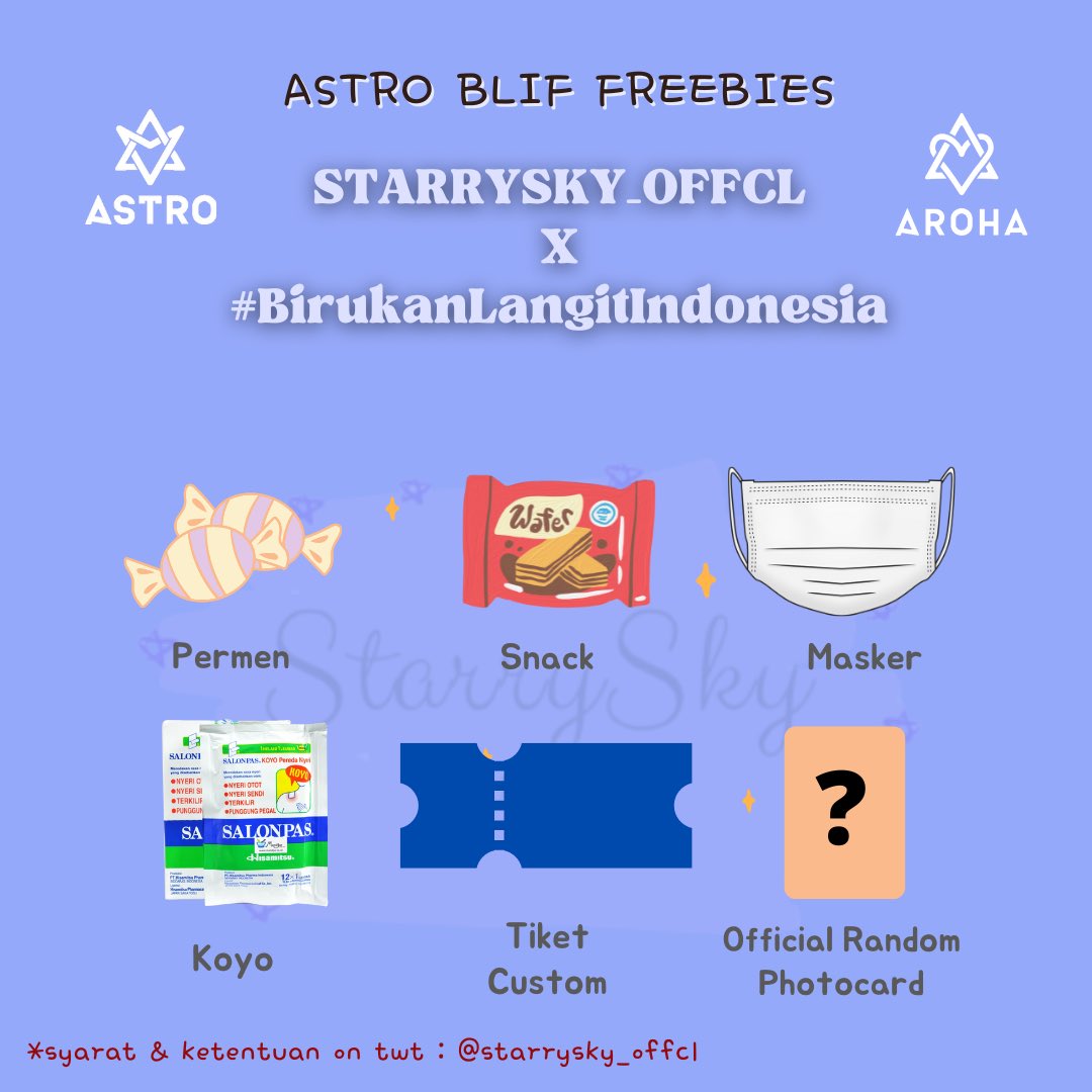 starrysky_offcl's tweet photo. • ASTRO BLIF FREEBIES•
by @starrysky_offcl x @ghaldaans_ &amp; @justtlaa

• Follow this account
• RT &amp; Likes this tweet
• H your ticket &amp; this tweet
• 1 pack for 1 person
• location and time tba

See you there, Roha!💜  #BLIF2022 #ASTRO 
#JINJIN #ROCKY #MOONBIN #SANHA https://t.co/BrdShLahxO