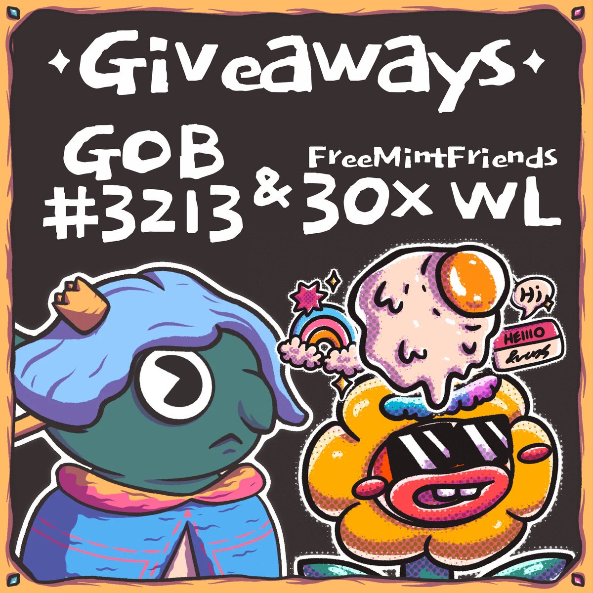 ✨ Giveaways ✨
- GOB #3213
- 30 WL #FREEMINT

✅ Follow @FreeMintFriends &amp; <a href="/GoblinTownHero/">GoblinTownHero 📜</a>
✅ Like, Retweet, Tags GOBFRENS
⏳24 Hours 

#GIVEAWAYS #OPTIMISM #OPTIMISMNFT