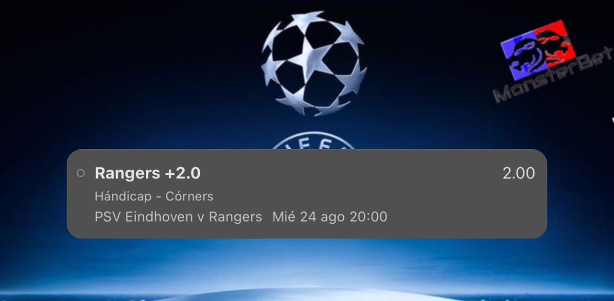 MonsterBet5's tweet photo. Seguimos con las clasificaciones europeas💪🏻 Hoy optamos por un handicap +2 en córners para el Rangers ⚽️
STAKE 3 🟦 https://t.co/wqcyTwcDi8