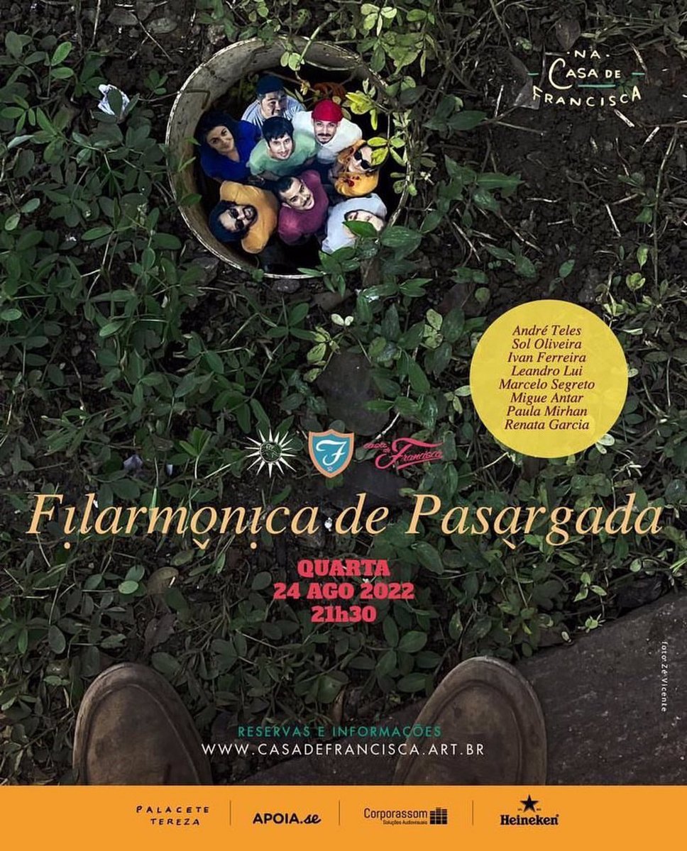 prabebel's tweet image. Hoje 21h30
Filarmônica de Pasárgada
@filarmonicadepa 
na @casadefrancisca 
#PSSP 

casadefrancisca.art.br/novo/programac…