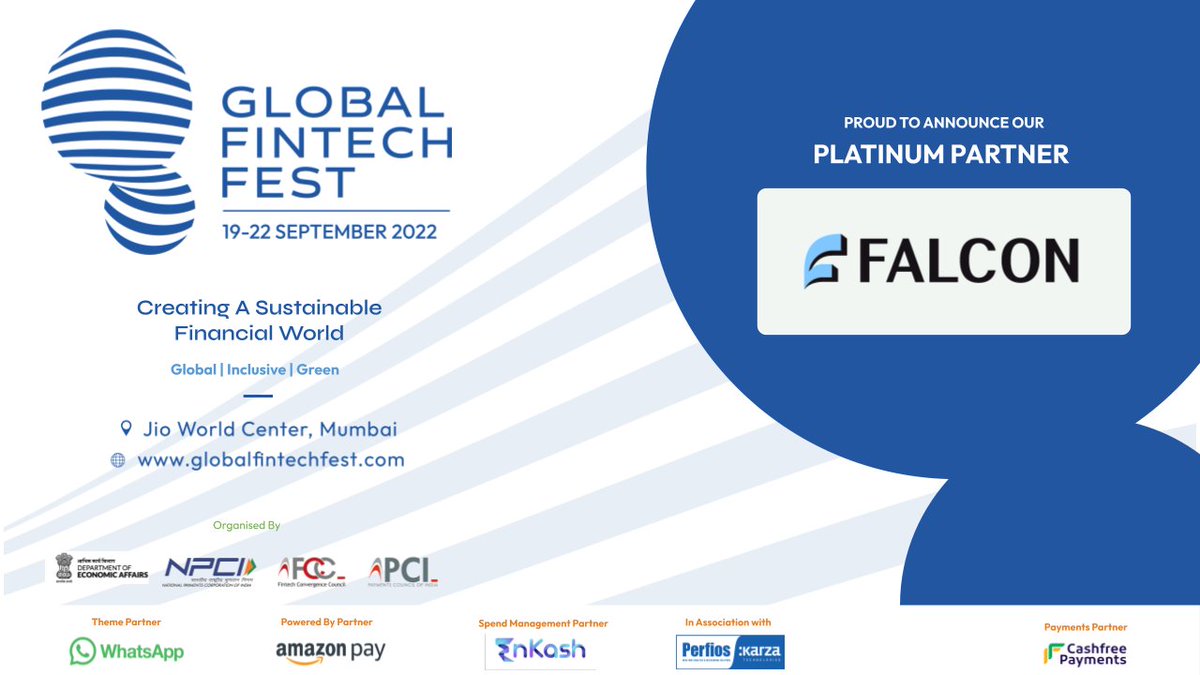 PCIUpdates's tweet photo. We are delighted to announce @falconfstweets as our ‘Platinum Partner’ for #GFF22, which will take place from 19th to 22nd September 2022 at @JWCCMumbai Over 600+ speakers will join us to discuss how to build a sustainable financial world.

Register Now: https://t.co/MGxZNYIwVj https://t.co/z1Em1AYWiG