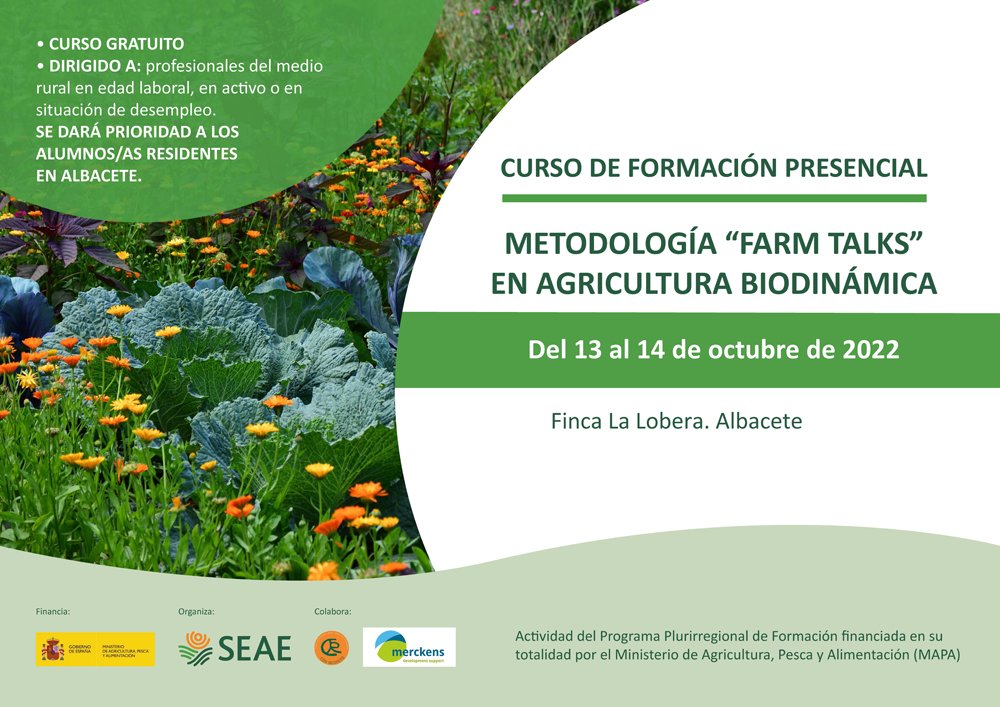 SEAE_Agroecolog's tweet photo. ¡Inscríbete y comparte esta información! 
Curso presencial gratuito 👩‍🌾🤝 Metodología “Farm talks” en #agriculturabiodinámica
📅 13 y 14 de octubre 
 🚩Finca La Lobera (Barrax, #Albacete)
🗣 Como profesor 👉Klaus Merckens , reconocido por @bfdi_demeter 
https://t.co/C1ZvolZsmJ https://t.co/ltWWZfK8BM