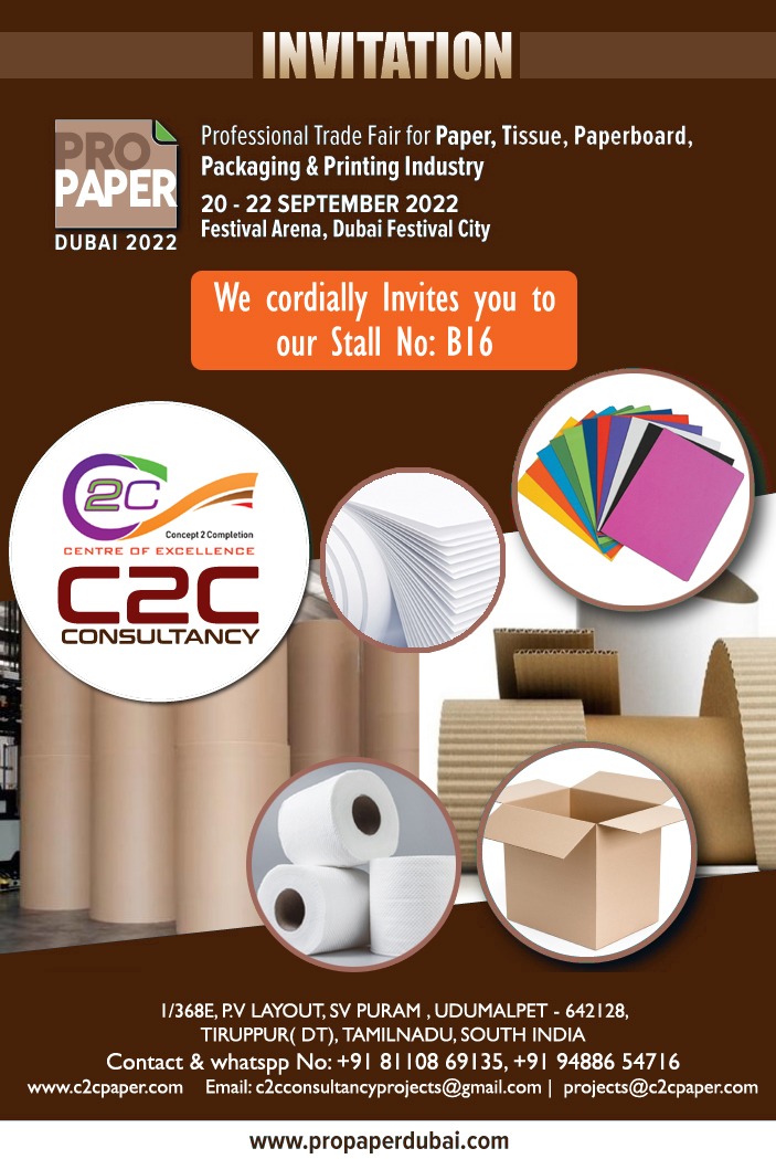 We Cordially invites all to our stall No:B16. Professional Trade Fair for PAPER, Tissue, Paperboard, Packaging &amp; Printing Industry. 20th -22nd SEPTEMBER 2022 Festival Arena, Dubai Festival City. @propaperdubai #dubaifestivalcity.