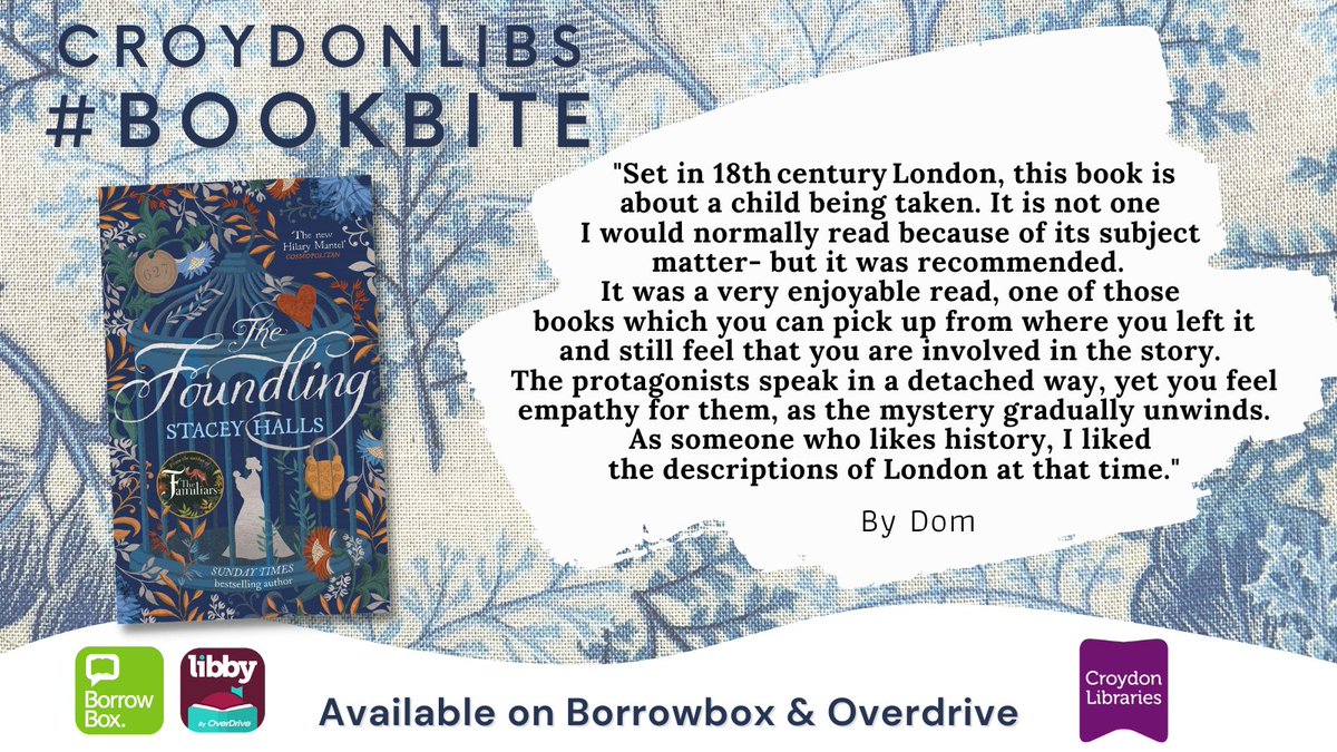 CroydonLibs's tweet photo. We have another great summer #bookbite for you from the author of The Familiars, @stacey_halls. Available to download through @BorrowBox and the @LibbyApp. Discover this book and much, much more via our digital library service. https://t.co/4IirMlDlwi https://t.co/El1Wx9R1ys