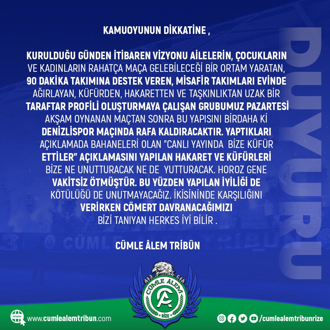 cumlealemrize's tweet photo. KAMUOYUNUN DİKKATİNE , 

HOROZ GENE VAKİTSİZ ÖTMÜŞTÜR. BU YÜZDEN YAPILAN İYİLİĞİ DE KÖTÜLÜĞÜ DE UNUTMAYACAĞIZ. İKİSİNİNDE KARŞILIĞINI VERİRKEN CÖMERT DAVRANACAĞIMIZI BİZİ TANIYAN HERKES İYİ BİLİR .

CÜMLE ÂLEM TRİBÜN https://t.co/8eYmgq3uix