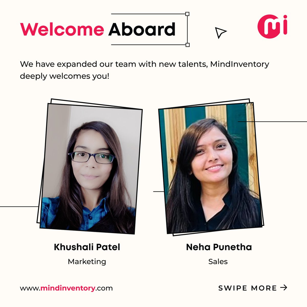 Mindinventory's tweet photo. 𝗪𝗲 𝗮𝗿𝗲 𝗵𝗮𝗽𝗽𝘆 𝘁𝗼 𝗵𝗮𝘃𝗲 𝘆𝗼𝘂 𝗶𝗻 𝗼𝘂𝗿 𝘁𝗲𝗮𝗺!

A warm welcome to Fresh Minds at MindInventory Family, we are excited to bring you all aboard and looking forward to have a fruitful journey with #MindInventory

#newjoinees #team #welcome #welcometotheteam https://t.co/nXia4VDVqi