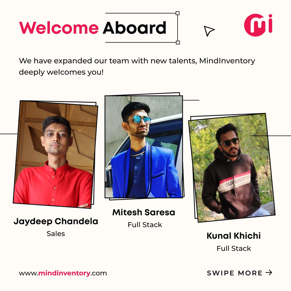 Mindinventory's tweet photo. 𝗪𝗲 𝗮𝗿𝗲 𝗵𝗮𝗽𝗽𝘆 𝘁𝗼 𝗵𝗮𝘃𝗲 𝘆𝗼𝘂 𝗶𝗻 𝗼𝘂𝗿 𝘁𝗲𝗮𝗺!

A warm welcome to Fresh Minds at MindInventory Family, we are excited to bring you all aboard and looking forward to have a fruitful journey with #MindInventory

#newjoinees #team #welcome #welcometotheteam https://t.co/nXia4VDVqi