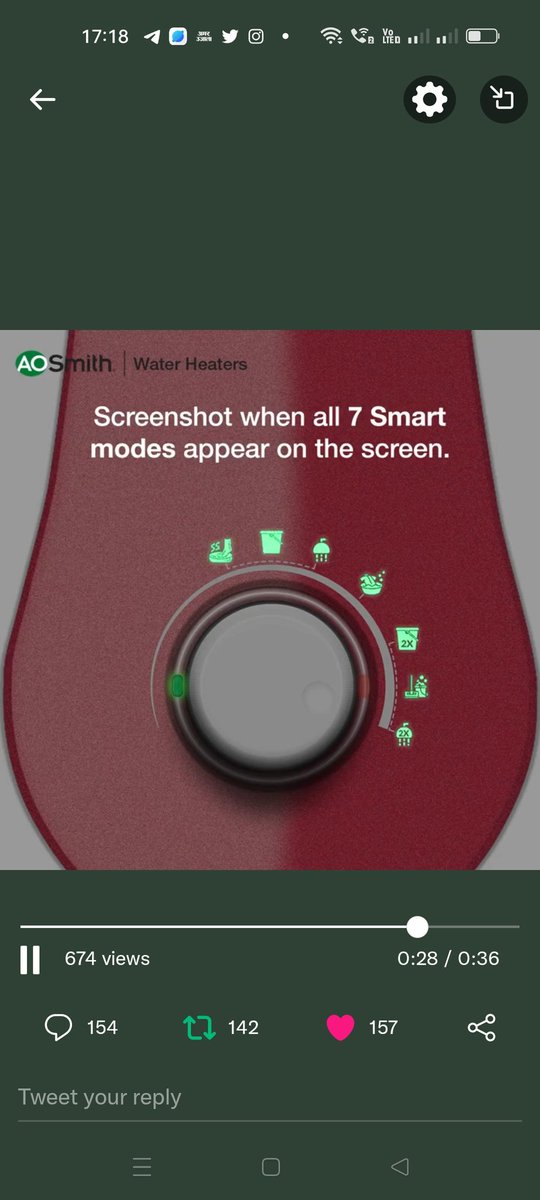 @AOSmithin @aosmithindia Here is my screenshot at the right time when all the smart modes are displayed.
#AOSmith #WaterHeaters #WaterPurifiers #StaySafe  #DrinkingWater #CleanWater #HotIsTheNewHealthy #7SmartModes

@dadofbonhisha
@AshokSahu66 @cuteushakumari @surajsahu32 @Sanjiv_34 @SucharitaS1990