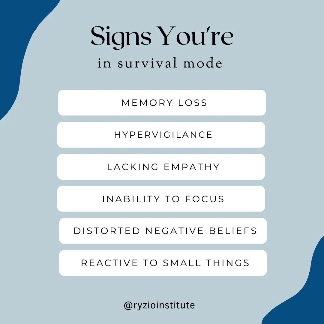 SURVIVAL MODE - It’s when you are just doing enough to keep going. When you are barely coping. When you are just EXISTING in life. 

If any of the points listed describes you right now, don’t worry. The first step is #awareness

#survivalmode #mentalhealth #ryzioinstitute