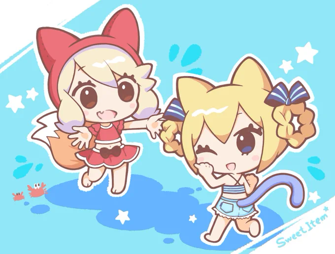  \まだまだあついねー!/ #SweetItem #ふぇありーているず! #イラスト 