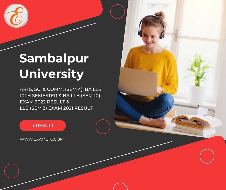 exametc's tweet image. Sambalpur University- Arts, Sc. &amp;amp; Comm. (Sem 4), BA LLB 10th Semester &amp;amp; BA LLB (Sem 10) Exam 2022 Result &amp;amp;
LLB (Sem 3) Exam 2021 Results are available now. Click here- bityl.co/DzjQ
#ExamResult #Sambalpuruniversity #semesterresult #result2022