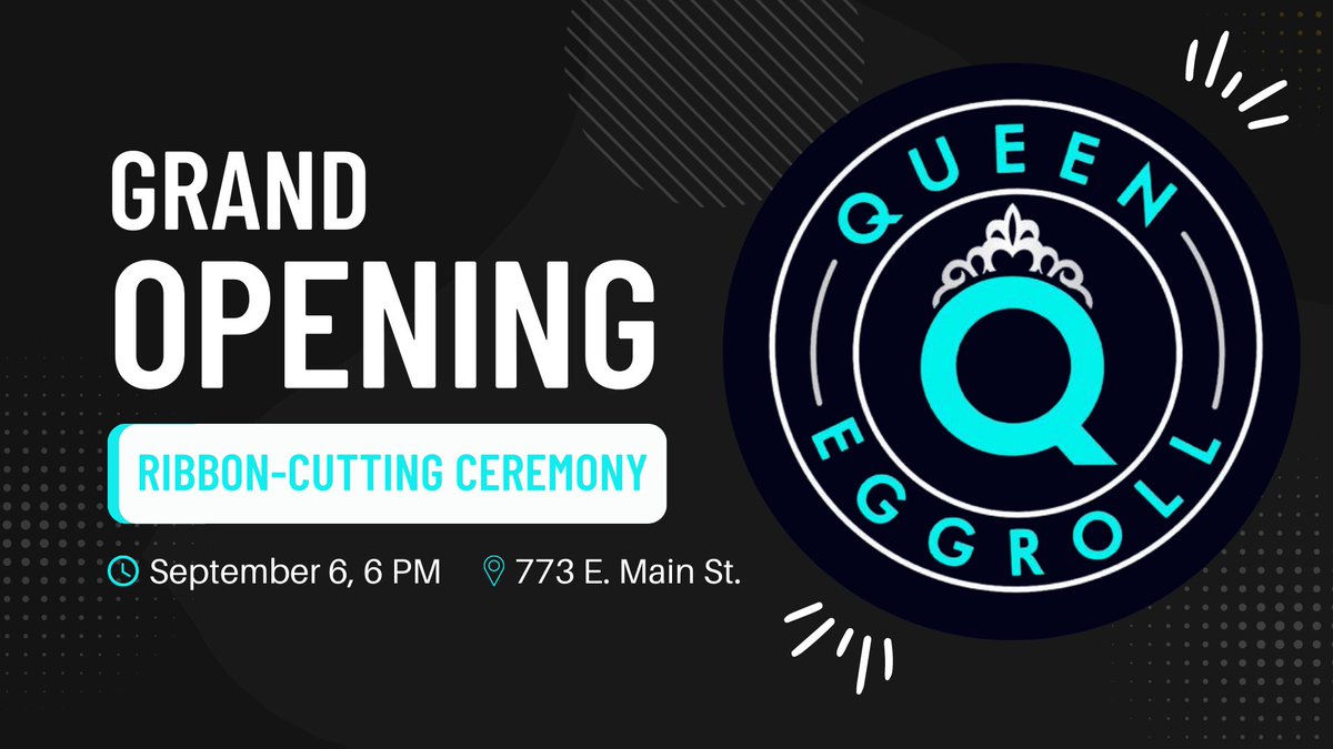 Join us on Tuesday, September 6 at 6 PM to celebrate the grand opening for one of Brownsburg's newest restaurants, Queen Eggroll, with a ribbon-cutting ceremony!