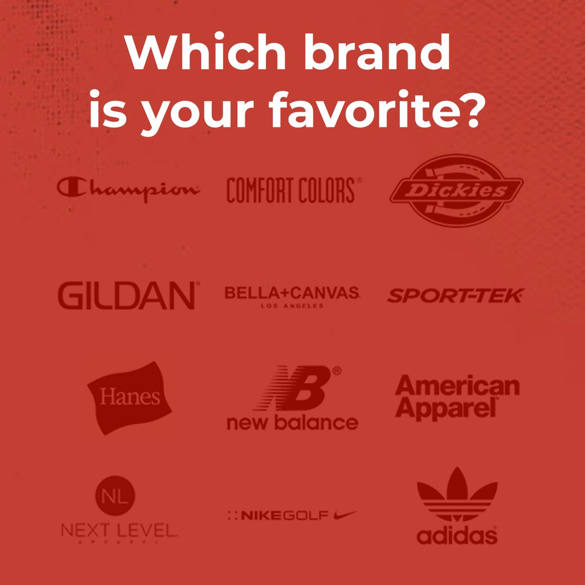 InkTrax's tweet photo. We are proud to offer some of your favorite apparel brands. We can do screen printing or embroidery on any of these!

Let's get started! https://t.co/er3O35hSyG | (850) 235-4849 https://t.co/LEHKwI8F8m