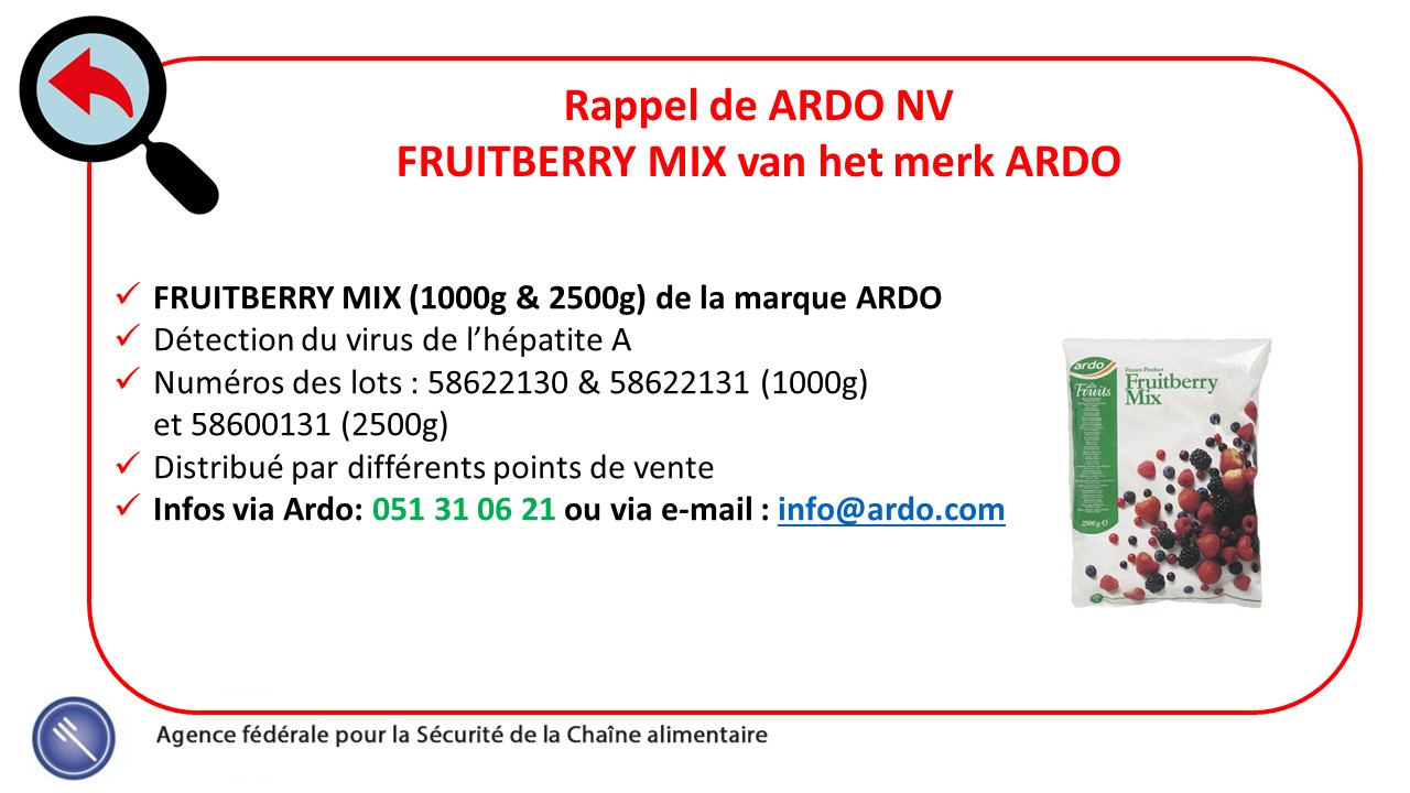 AFSCA on Twitter "rappeldeproduit FRUITBERRY MIX (1000g en 2500g