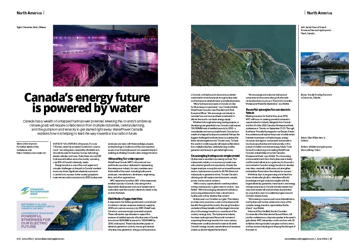 WaterPowerCA's tweet photo. Check out our latest article in the International Water Power & Dam Construction Magazine on p.24:
https://t.co/S4SPk6je29
We talk about current important initiatives for and by the #hydropower industry in Canada, as well as the upcoming #WaterPowerWeekCA! Give it a read📰 https://t.co/DJur8kZfqI
