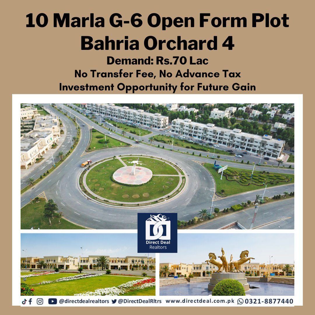 DirectDRealtors's tweet photo. 10 Marla Open form Plot in G-6 form for Sale. #save transfer Fee, NO advance #tax . #opportunity for future #investments
#bahriatown
#bahriaorchard
#directdeal https://t.co/SuKwgeqOEb