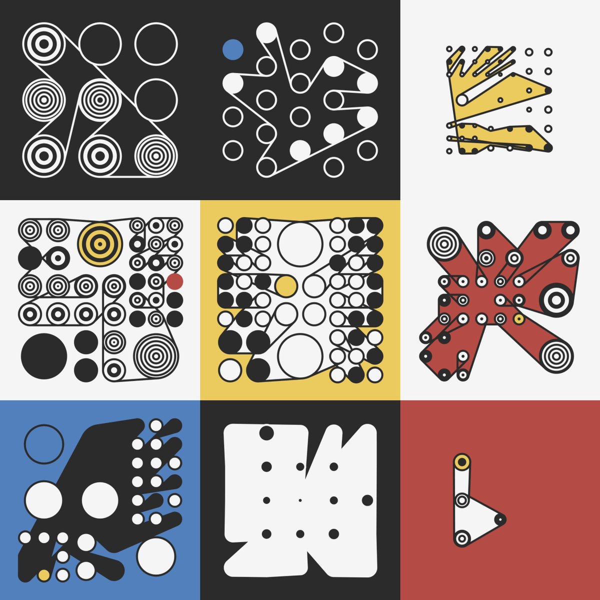 DaoMonsters's tweet photo. #Ringers by @dmitricherniak is one of our favorite drops from @artblocks_io. He creates an infinite number of ways to wrap a string around a set of pegs. Variations include peg count, sizing, layout, wrap orientation, and a few colorful flourishes for good measure. Amazing work https://t.co/cPCua65tPm
