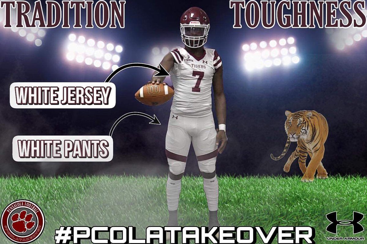 PHS_TigersFB's tweet photo. ๐จ WEEK 1 UNIFORM REVEAL ๐จ
The Tigers Will Rock Their All White Uni Combination in their Battle For The Mayorโs Cup against Washington this Friday Night!
#PColaTakeOver https://t.co/RPII3o5LHe