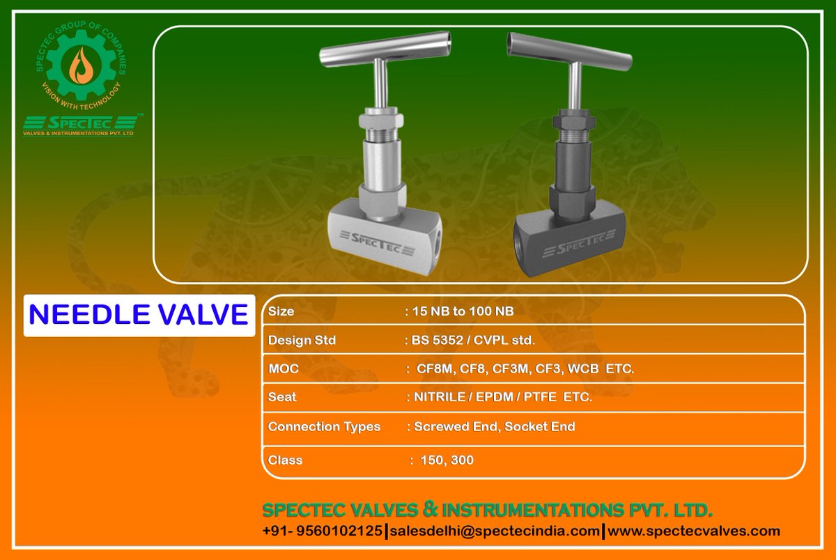 Spectec_India's tweet photo. For more contact us:+919560102125 https://t.co/hX6FeC7SQ7
#valve #needlevalve #pipeline #connections #gauges #watertreatmentplant #oilandgas #paperandpulp #marineindustry #powerindustry #chemicalindustry #foodandbeverageindustry #edibleoilindustry #dairyindustry #distillery https://t.co/0eTV807C2l