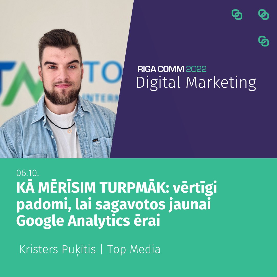 RigaComm's tweet photo. Kristers Puķītis, datu analītikas nodaļas vadītājs, @TopMedialv 

Savā prezentācijā Kristers palīdzēs saprast, kā bez panikas sagatavoties Google Analytics pārmaiņām un pieņemt pareizos lēmumus, lai nepazaudētu to, kas mūsdienās ir vērtīgāks par naftu – datus. https://t.co/0dCINCFnXX