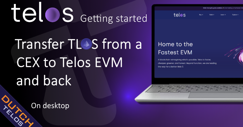DutchTelos's tweet photo. Heard good things about #telos and the #tEVM?

Watch this #tutorial video we made for the telos support center ✨

--> https://t.co/LID8alXlO7 💜

New to telos? Check out how to Transfer #TLOS from a #CEX to #telosEVM! 👇 (On desktop 💻)