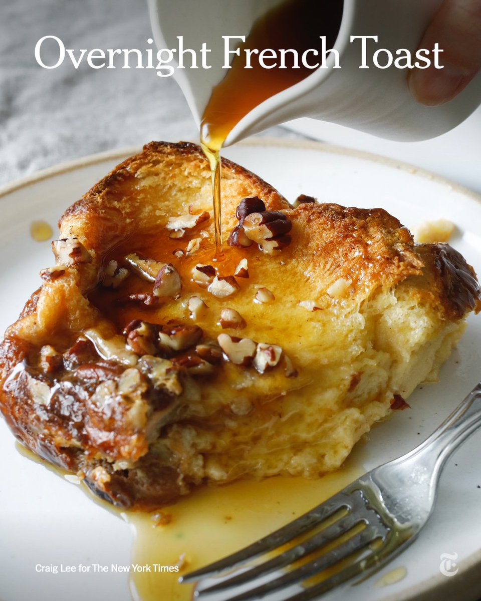 nytimes's tweet photo. If you have a crowd for breakfast, overnight French toast is a winning idea. 
https://t.co/VAk7OYkUrz https://t.co/E4NN0paJn9