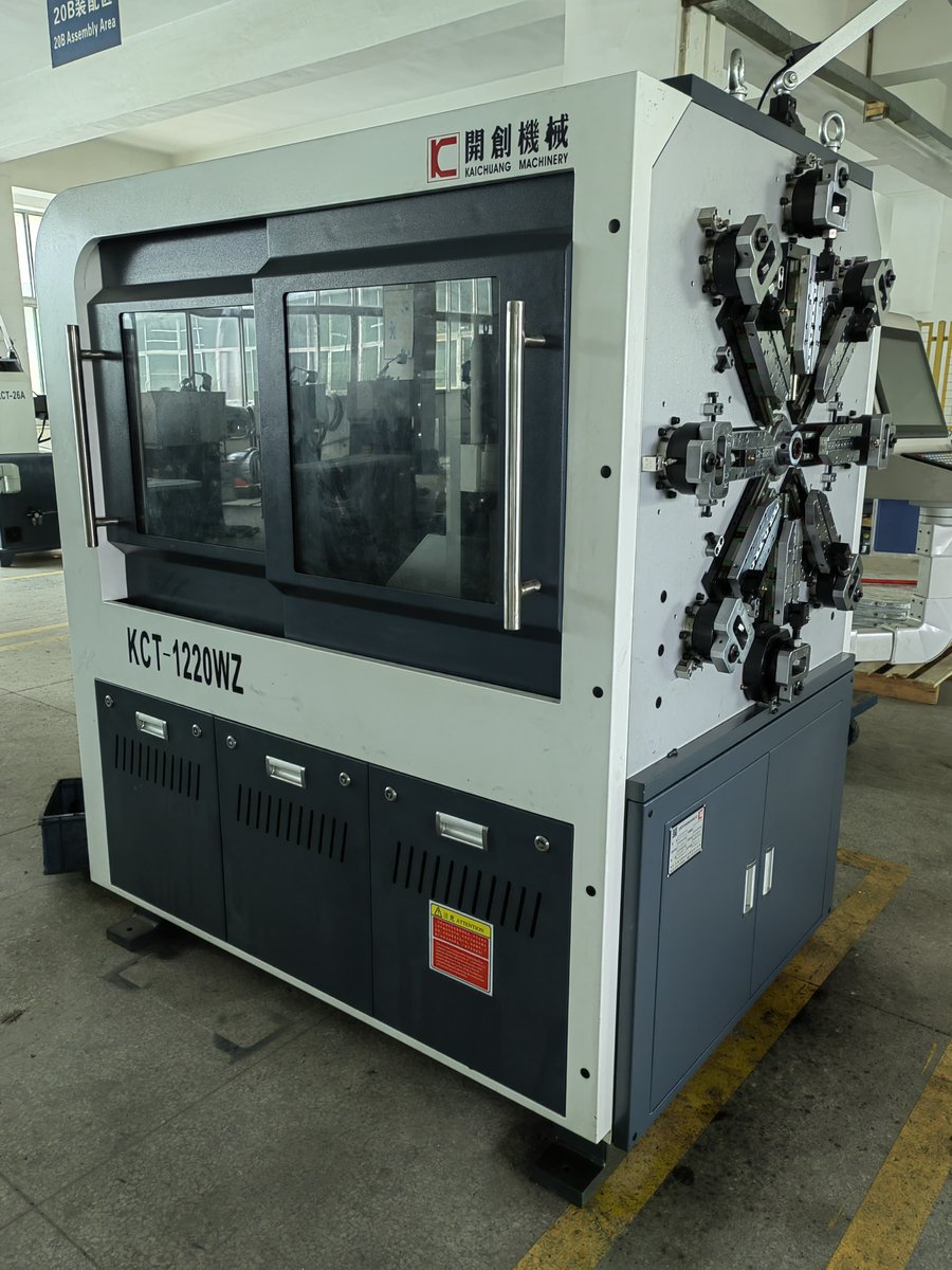 MichaelKcmco's tweet image. Hello, it is my sixth day to release post on Twitter. Today we would like to introduce our machine KCT-1220WZ 12 Axis Camless Spring Machine to you. For more details, please click the link: kcspringmachine.com
#bendingmachine #wireformingmachine #wirebenders #springforming