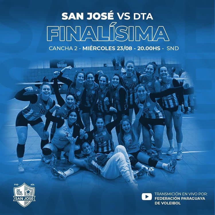 🏐 Se define el título!
TORNEO OFICIAL DE LA FPV 2022 - FINALISIMA. 
🎟 entrada única de 5.000gs
📺 transmisión en vivo por YouTube de la Federación Paraguaya de Voleibol

youtu.be/DSl3uZIsNcU

Te esperamos! 📍 SND predio de ma FPV
#DaleSanJosé 💙🏐💙