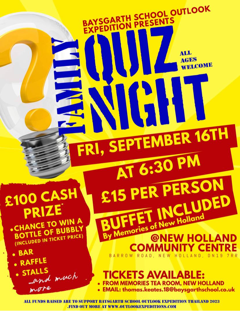 2 of our players – Tom and Luke from our U14/15s – are organising a quiz night to help raise funds for their school expedition to Thailand.

Can we interest anyone in tickets to support the lads in their fundraising?

All support much appreciated!